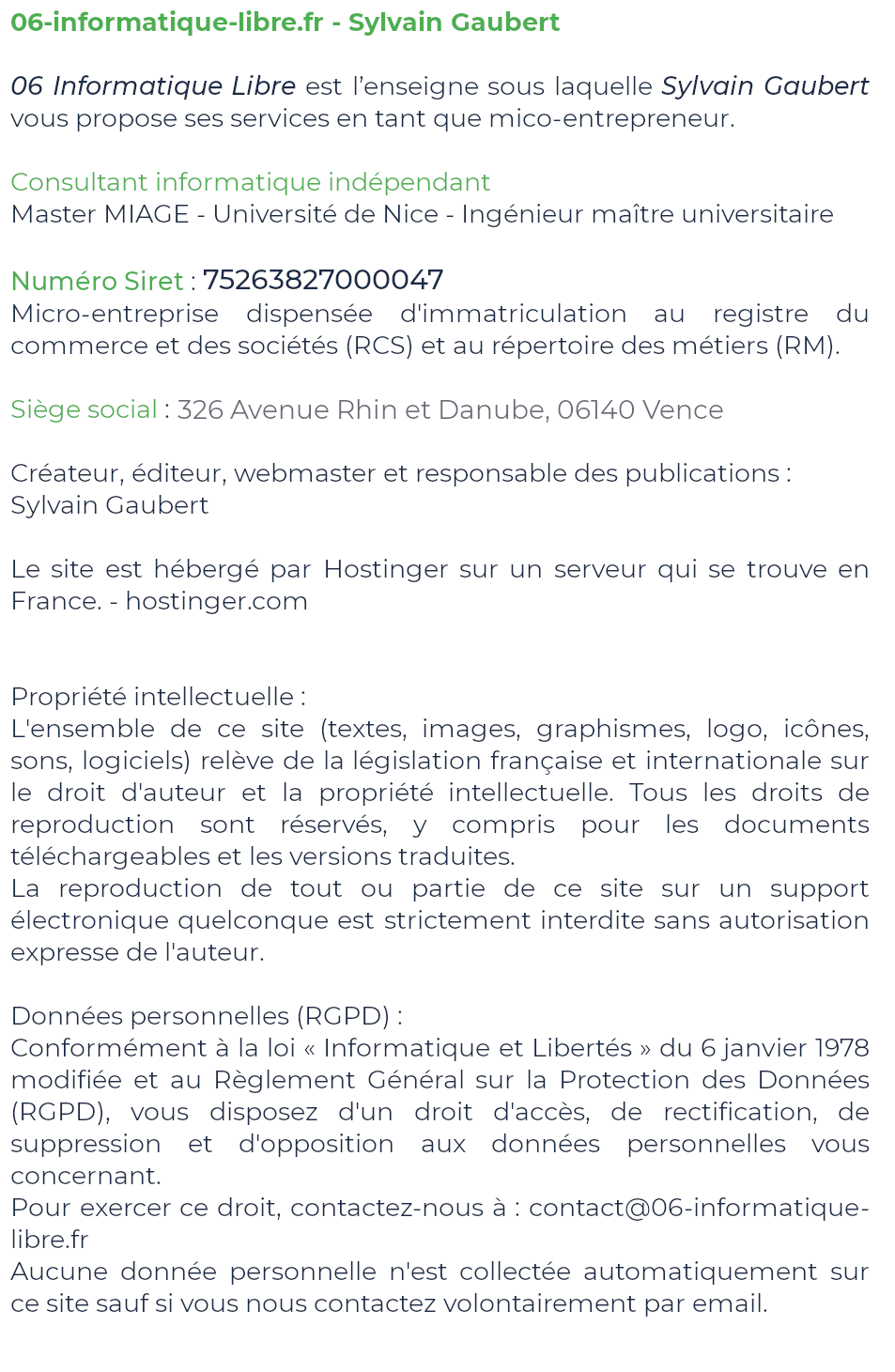 Mentions Légales